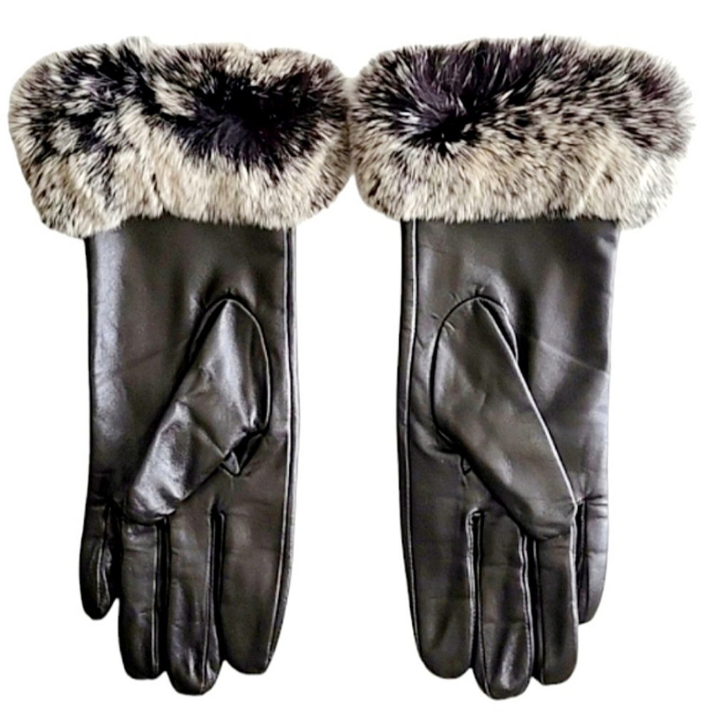 Alaskan Fur Knit Snow Top REX Scarf Headwrap + matching Lambskin LEA Gloves NWT - Picture 6 of 14